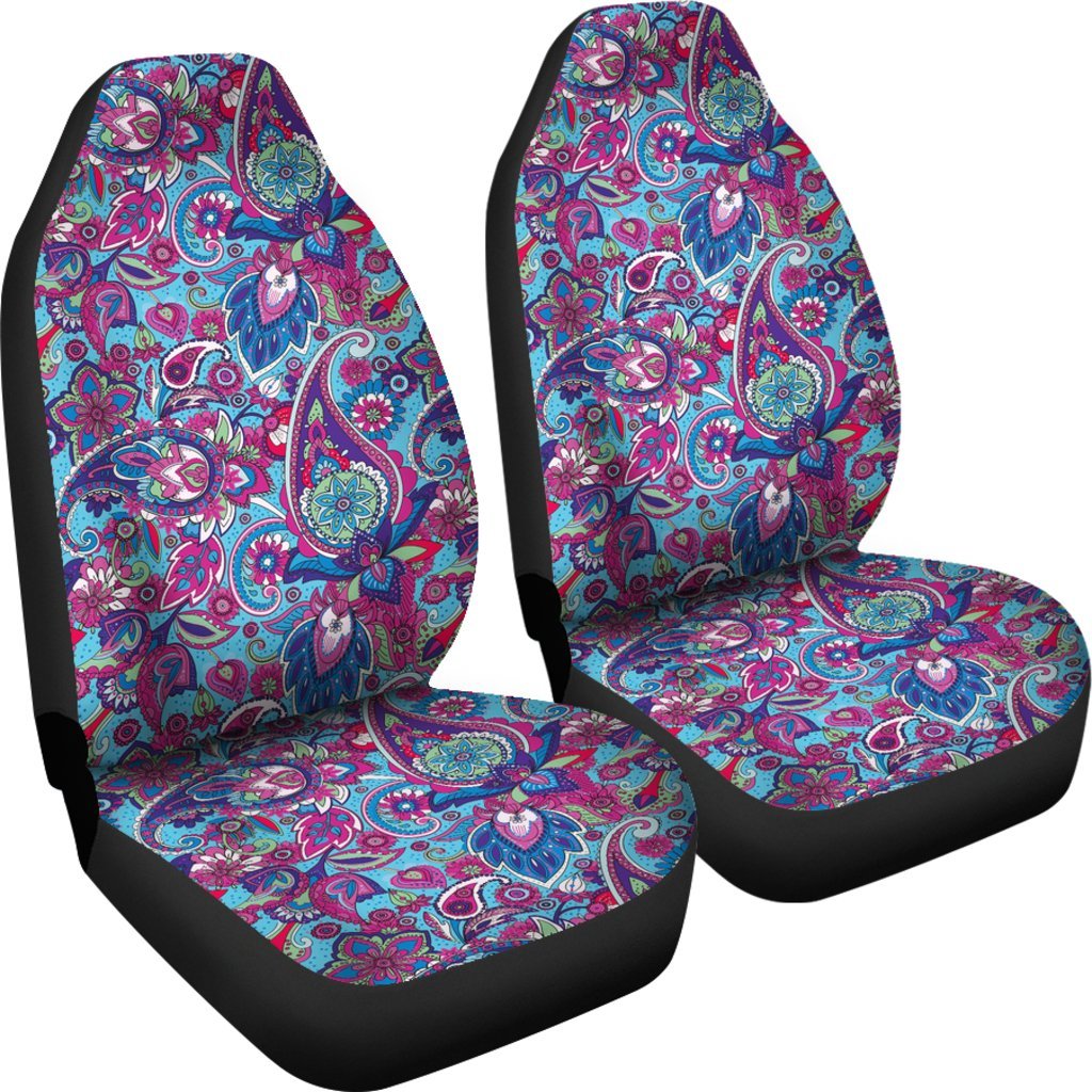 Blue Purple Red Paisley Pattern Print Universal Fit Car Seat Cover-grizzshop