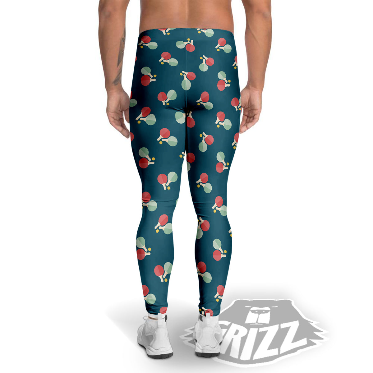 Blue Red Pingpong Print Pattern Men's Leggings-grizzshop