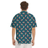 Blue Red Pingpong Print Pattern Men's Short Sleeve Shirts-grizzshop