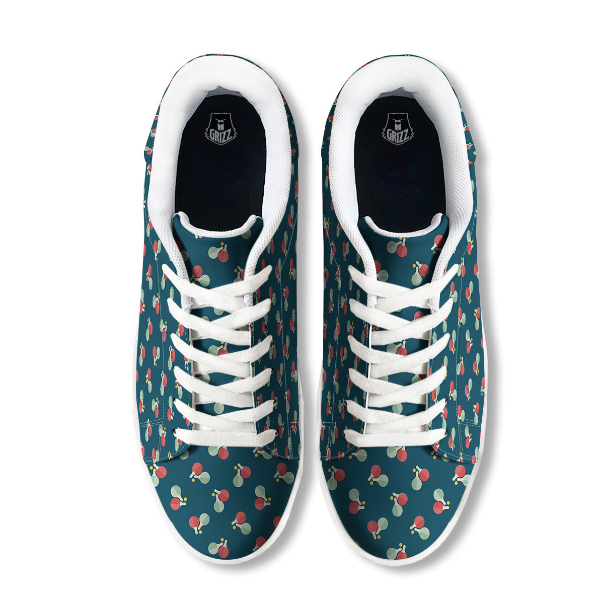 Blue Red Pingpong Print Pattern White Low Top Sneakers-grizzshop