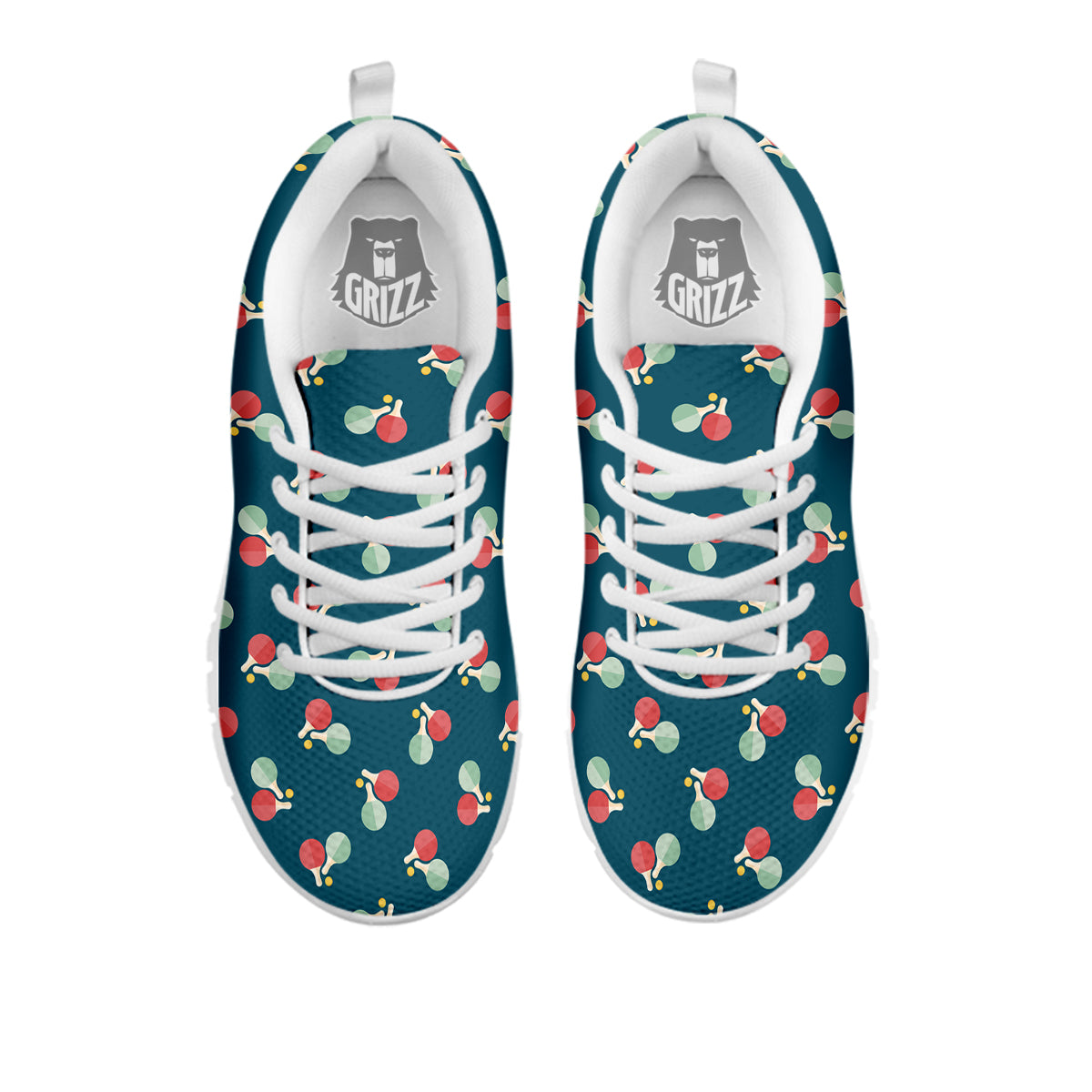 Blue Red Pingpong Print Pattern White Sneaker-grizzshop