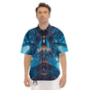 Blue Robot Cyberpunk Print Men's Short Sleeve Shirts-grizzshop