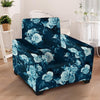 Blue Rose Floral Armchair Cover-grizzshop