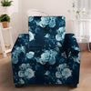 Blue Rose Floral Armchair Cover-grizzshop