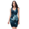 Blue Rose Floral Bodycon Dress-grizzshop