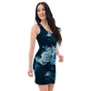 Blue Rose Floral Bodycon Dress-grizzshop