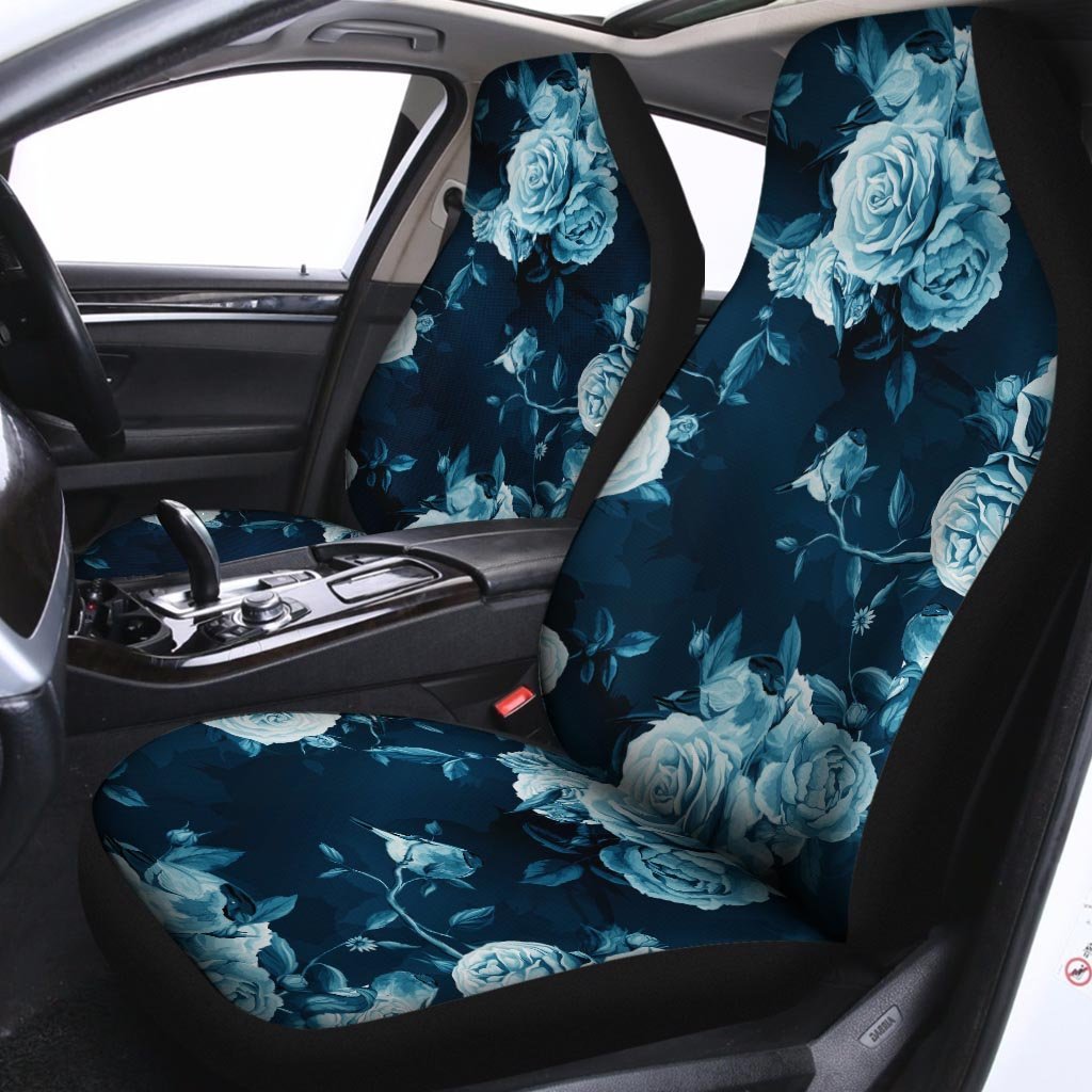 Blue Rose Floral Car Seat Covers-grizzshop