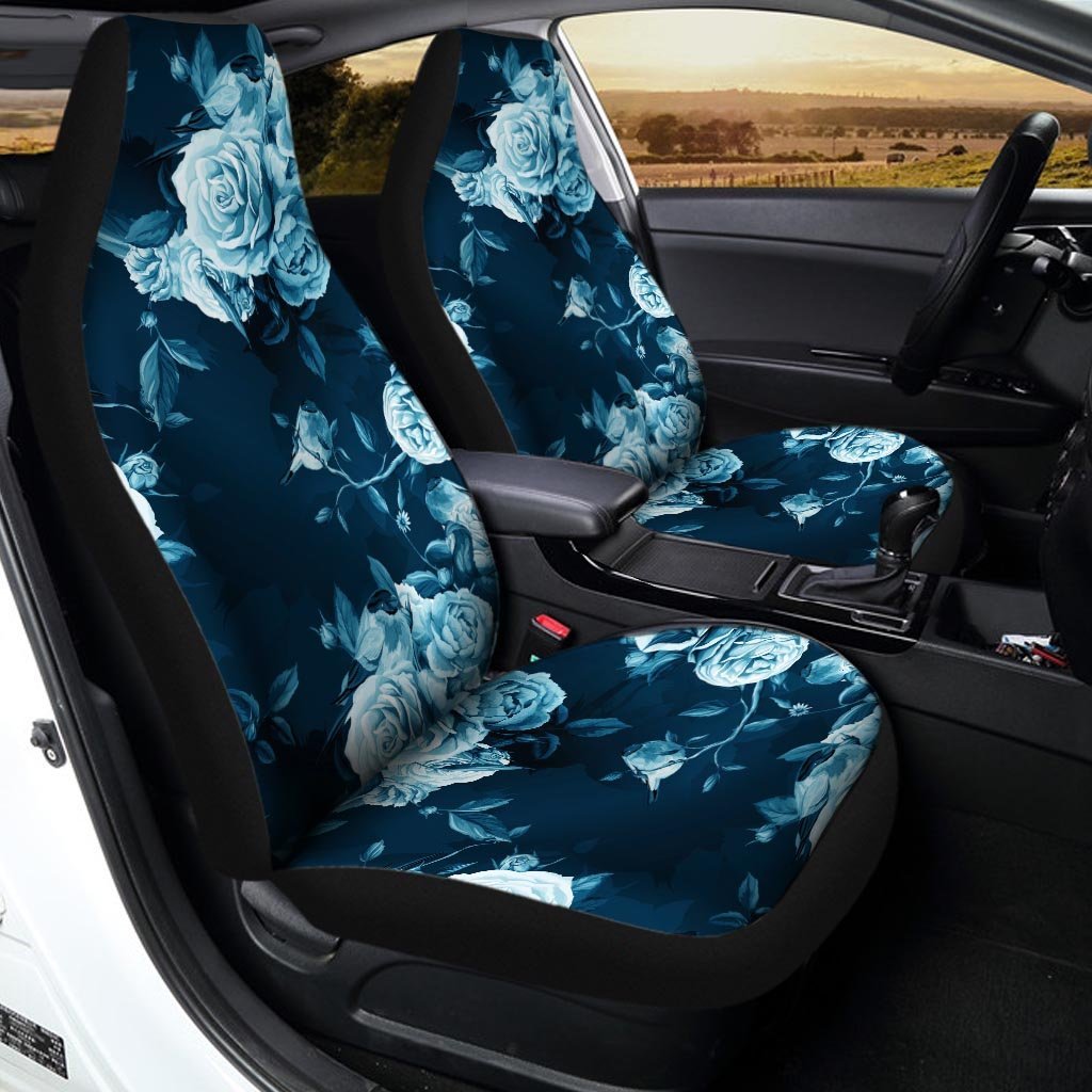 Blue Rose Floral Car Seat Covers-grizzshop