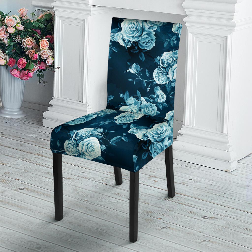 Blue Rose Floral Chair Cover-grizzshop