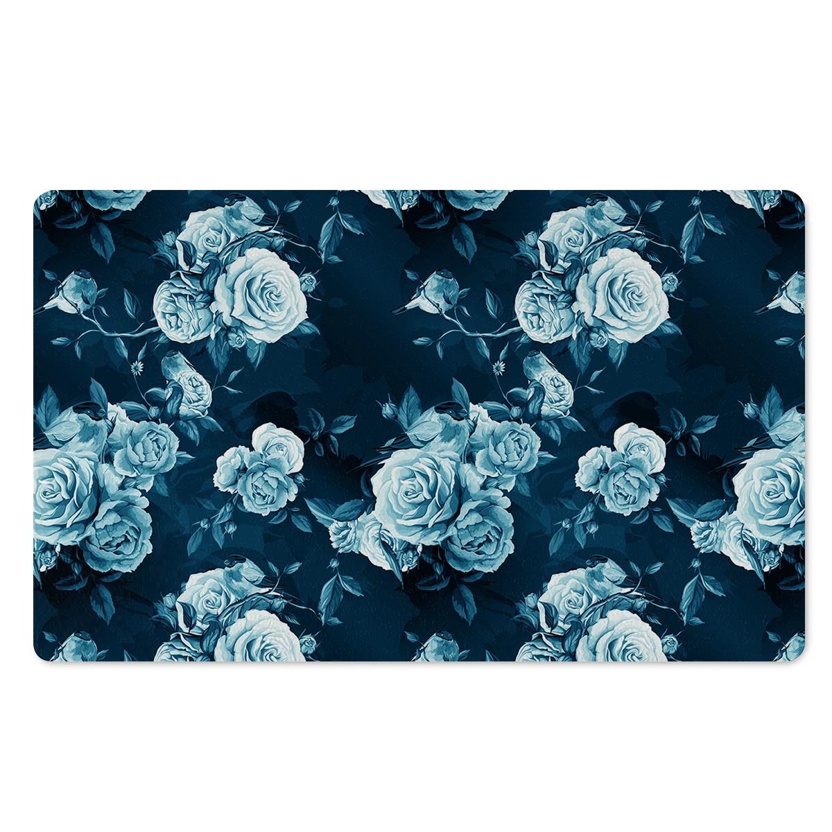 Blue Rose Floral Door Mat-grizzshop