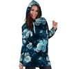 Blue Rose Floral Hoodie Dress-grizzshop