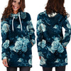 Blue Rose Floral Hoodie Dress-grizzshop