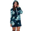 Blue Rose Floral Hoodie Dress-grizzshop