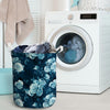 Blue Rose Floral Laundry Basket-grizzshop