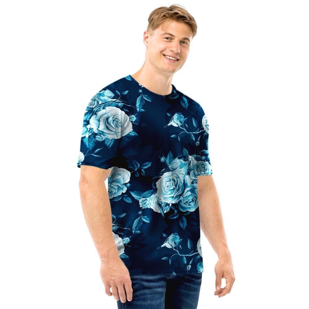 Blue Rose Floral Men T Shirt-grizzshop