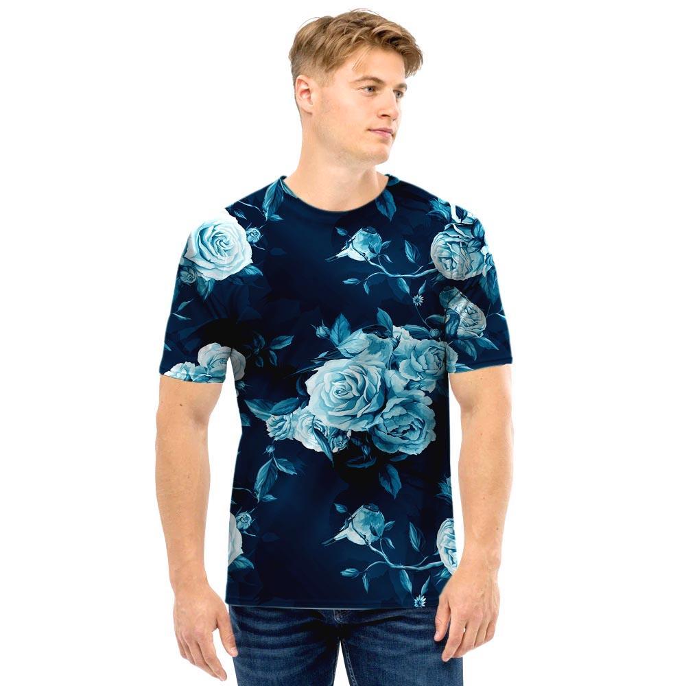 Blue Rose Floral Men T Shirt-grizzshop