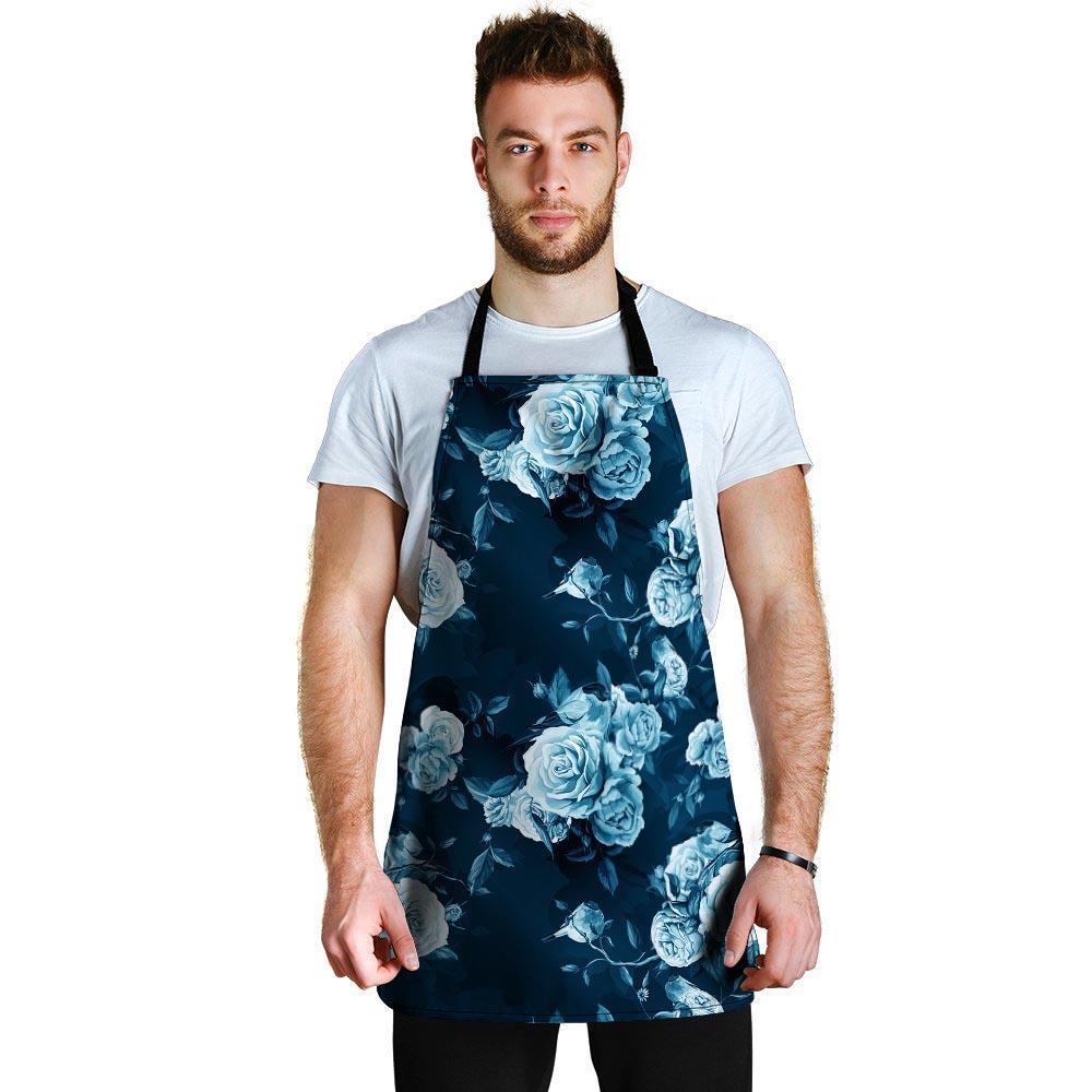 Blue Rose Floral Men's Apron-grizzshop