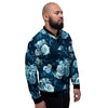 Blue Rose Floral Men's Bomber Jacket-grizzshop