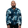 Blue Rose Floral Men's Bomber Jacket-grizzshop