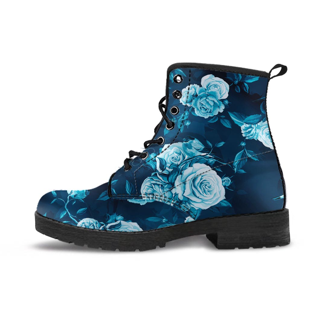 Blue Rose Floral Men's Boots-grizzshop