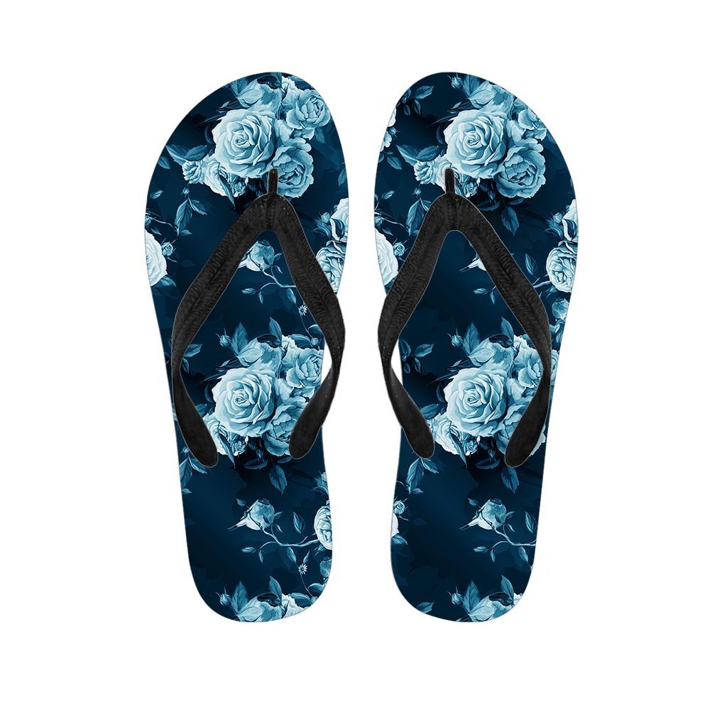 Blue Rose Floral Men's Flip Flops-grizzshop