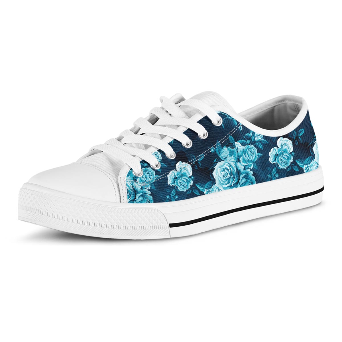 Blue Rose Floral Men's Low Top Shoes-grizzshop