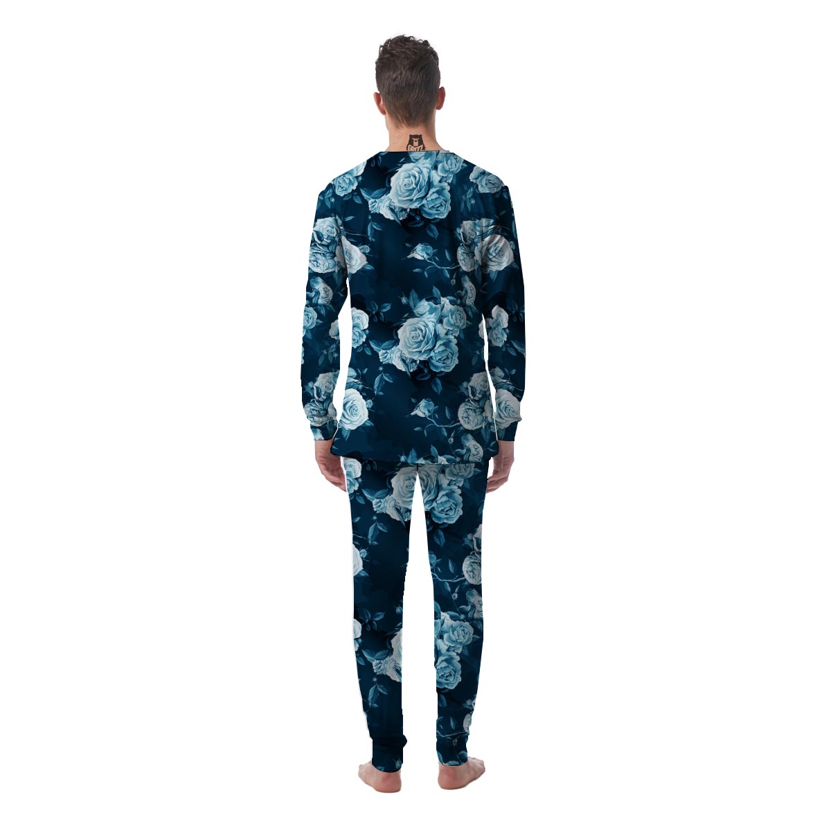 Blue Rose Floral Men's Pajamas-grizzshop