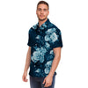 Blue Rose Floral Men's Short Sleeve Shirt-grizzshop