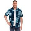 Blue Rose Floral Men's Short Sleeve Shirt-grizzshop