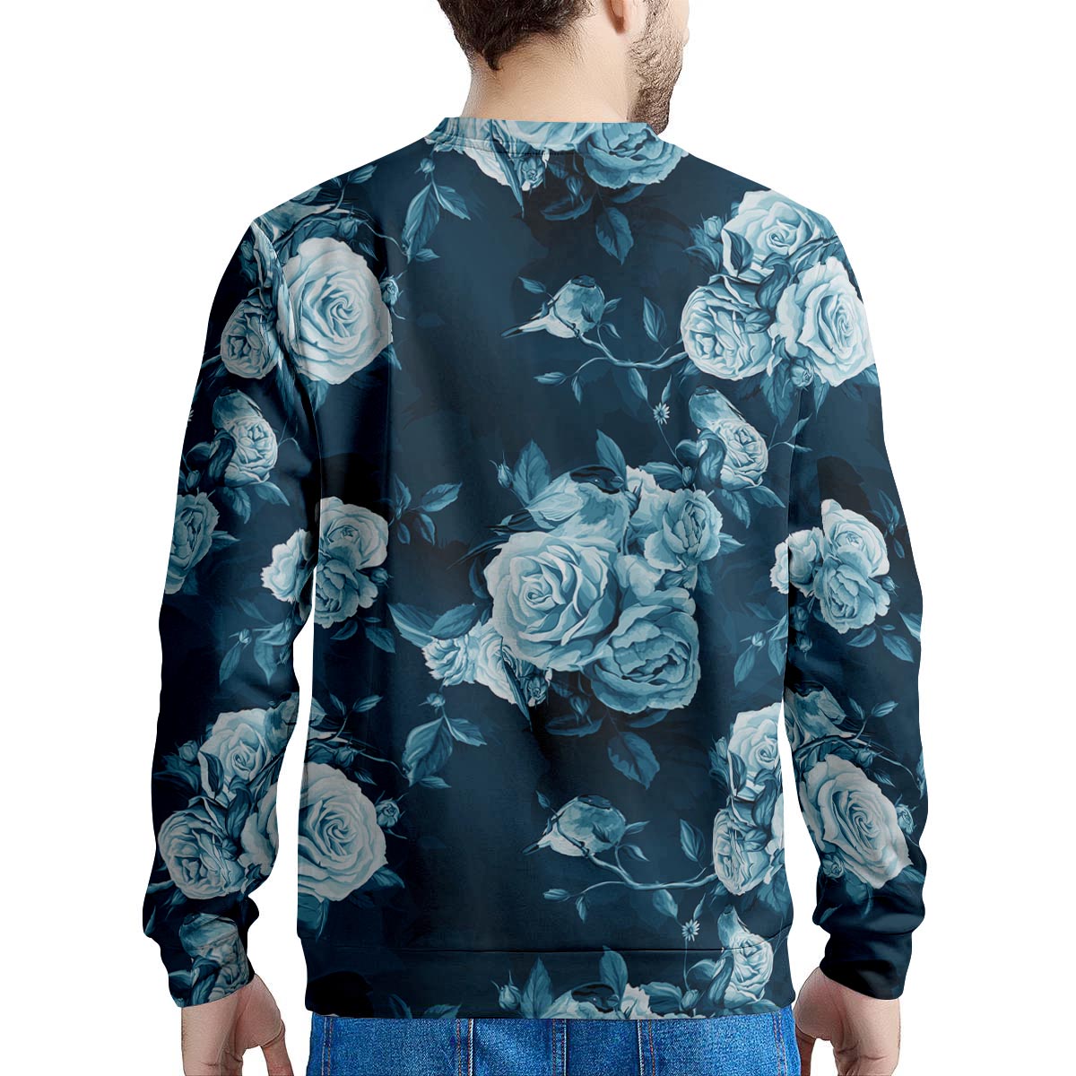 Blue Rose Floral Men's Sweatshirt-grizzshop