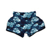 Blue Rose Floral Muay Thai Boxing Shorts-grizzshop