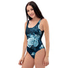 Blue Rose Floral One Piece Swimsuite-grizzshop