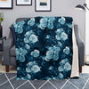 Blue Rose Floral Print Blanket-grizzshop