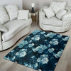 Blue Rose Floral Print Floor Mat-grizzshop