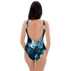 Blue Rose Floral Print One Piece Swimsuite-grizzshop