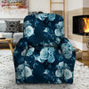 Blue Rose Floral Print Recliner Cover-grizzshop