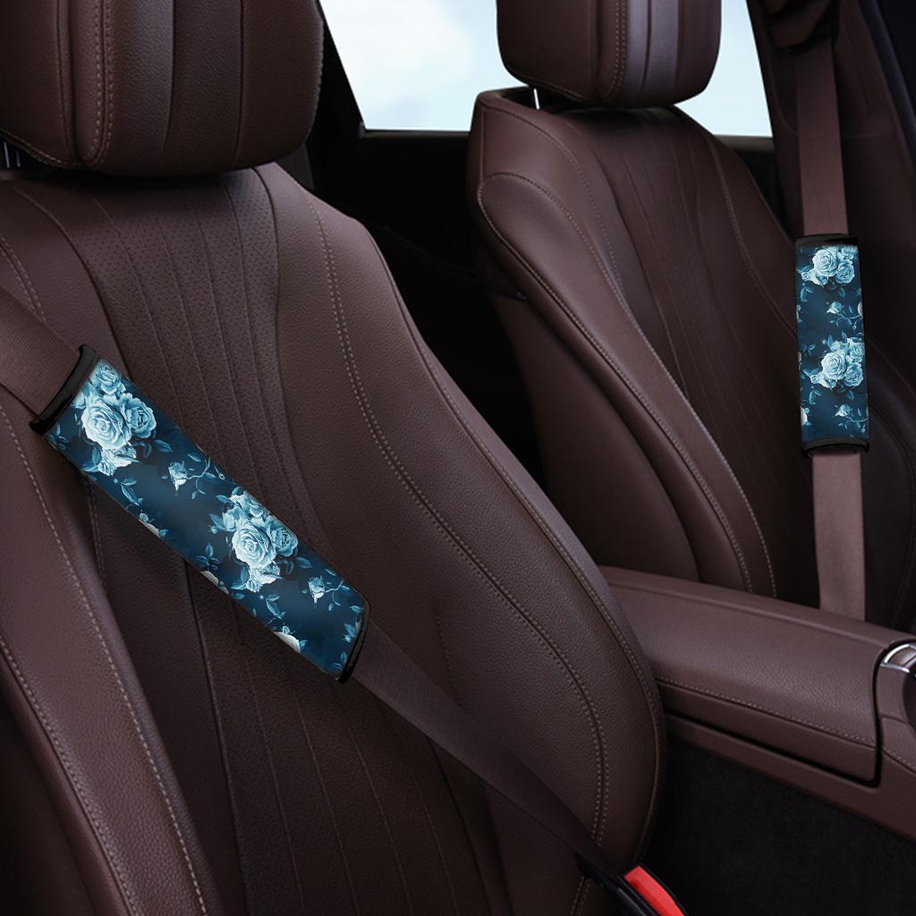 Blue Rose Floral Print Seat Belt Cover-grizzshop