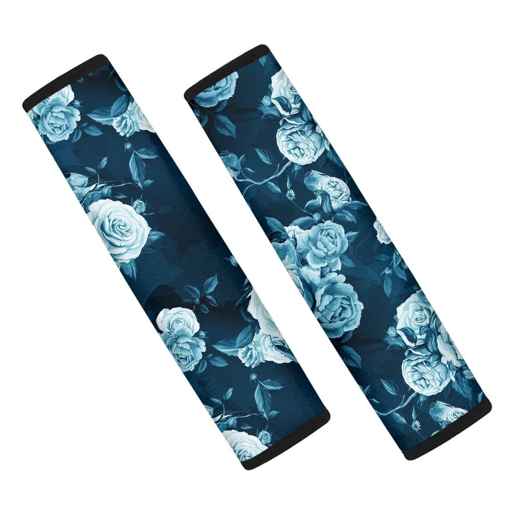 Blue Rose Floral Print Seat Belt Cover-grizzshop