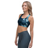 Blue Rose Floral Print Sports Bra-grizzshop