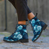 Blue Rose Floral Print Women's Boots-grizzshop