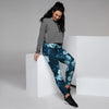 Blue Rose Floral Print Women's Joggers-grizzshop