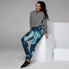 Blue Rose Floral Print Women's Joggers-grizzshop