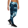 Blue Rose Floral Print Women's Joggers-grizzshop