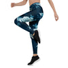 Blue Rose Floral Print Women's Leggings-grizzshop