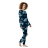 Blue Rose Floral Print Women's Pajamas-grizzshop