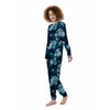 Blue Rose Floral Print Women's Pajamas-grizzshop