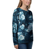 Blue Rose Floral Print Women's Sweatshirt-grizzshop