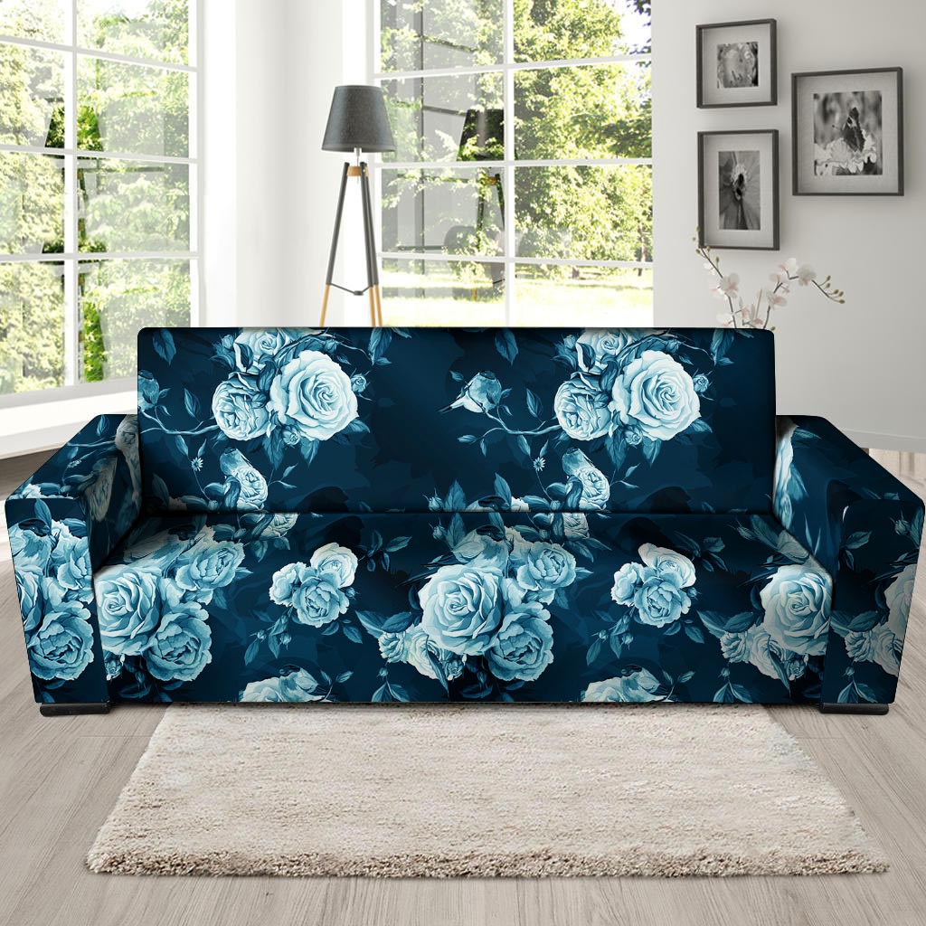 Blue Rose Floral Sofa Cover-grizzshop