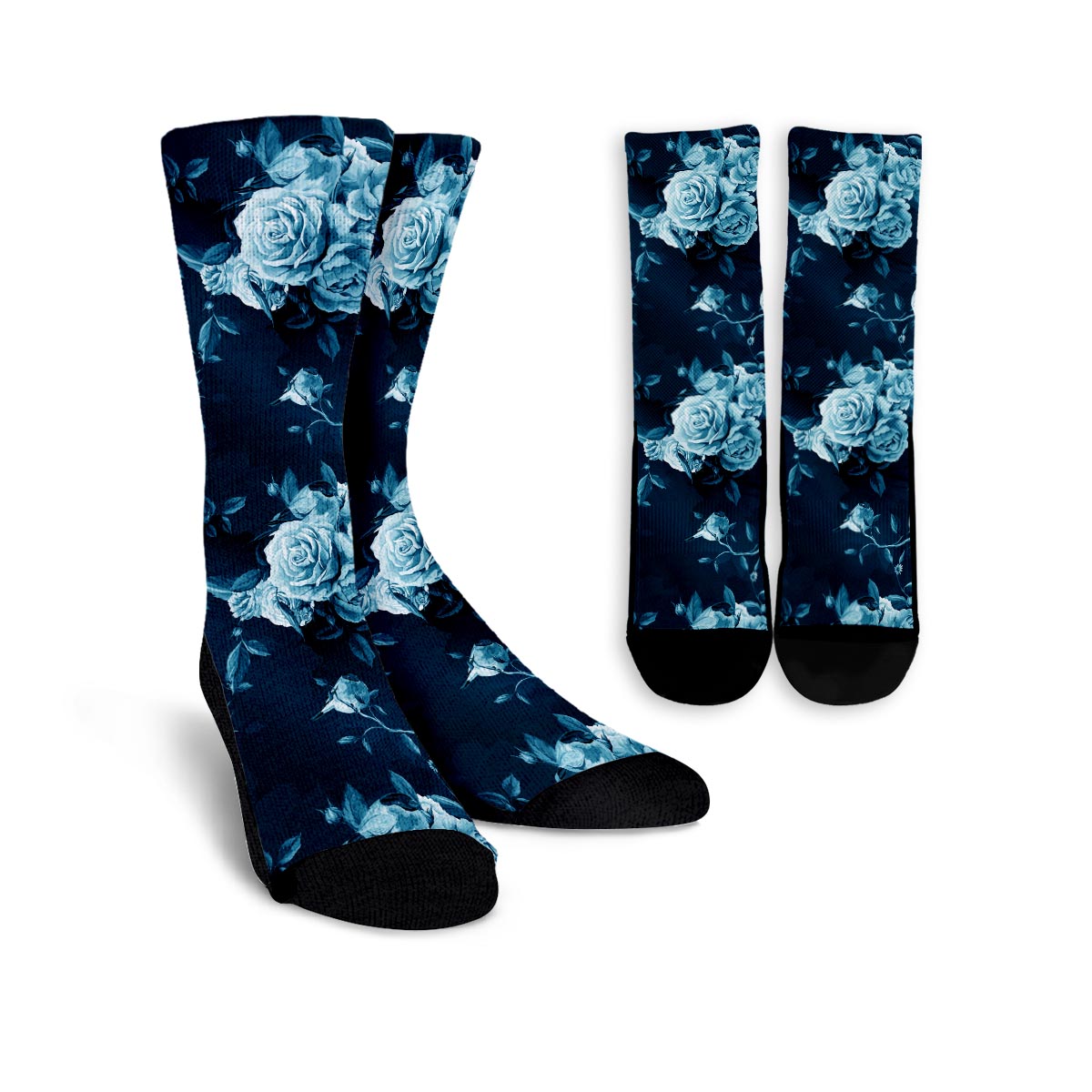 Blue Rose Floral Unisex Socks-grizzshop