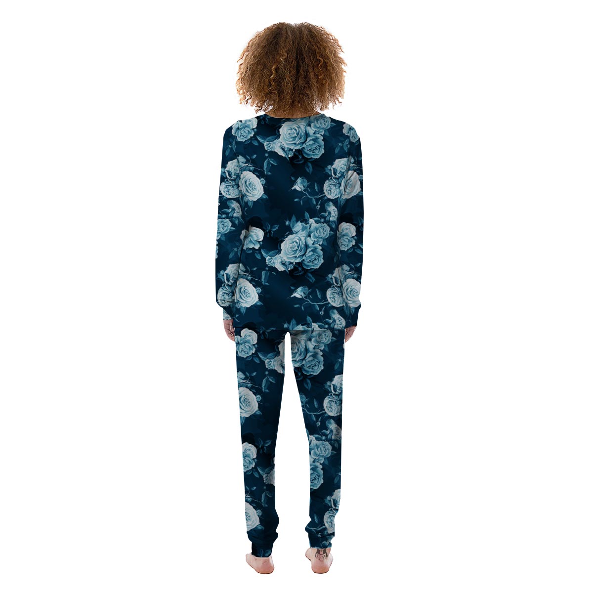 Blue Rose Floral Women's Pajamas-grizzshop